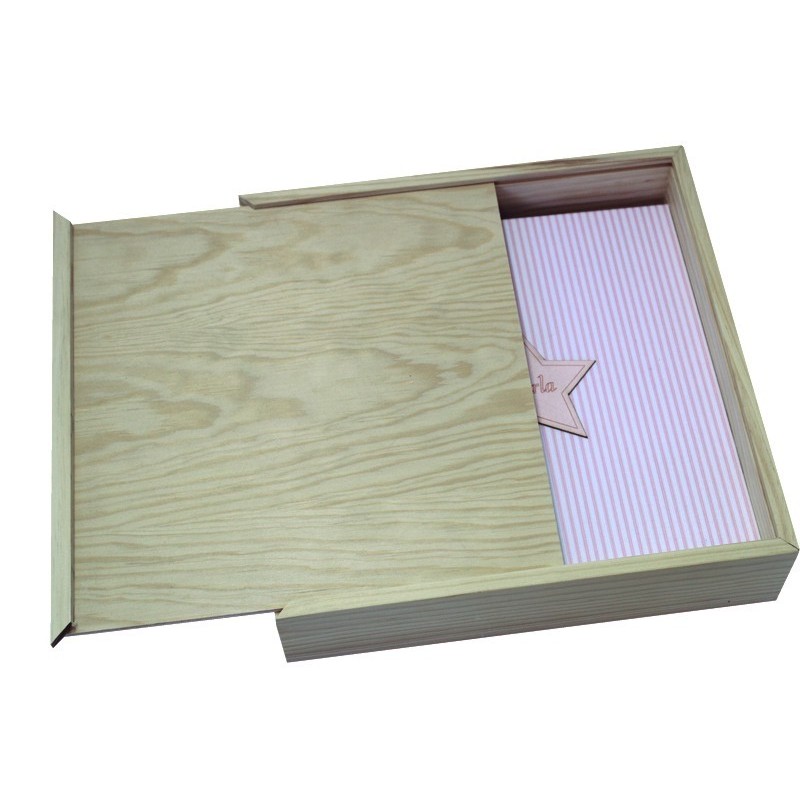 Caja de madera con tapa deslizante, caja de regalo cuadrada de madera de  arce con tapa deslizante, contenedor de regalo ideal o para proyectos de